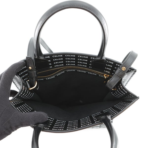セリーヌ トートバッグ スモール バーティカル カバ ロゴ 総柄 PVC 191542DT2 CELINE 2way 黒
