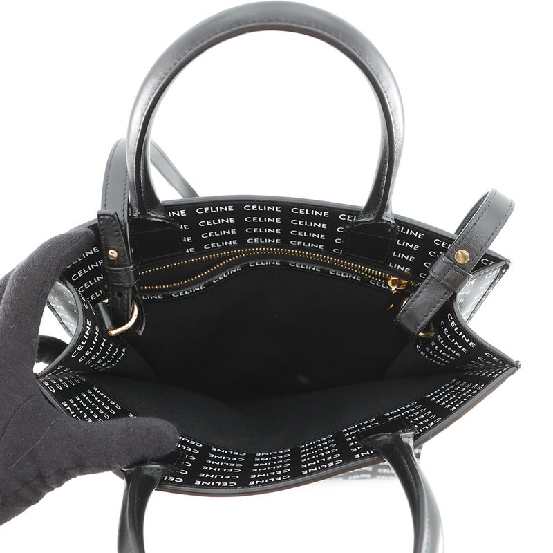 セリーヌ トートバッグ スモール バーティカル カバ ロゴ 総柄 PVC 191542DT2 CELINE 2way 黒