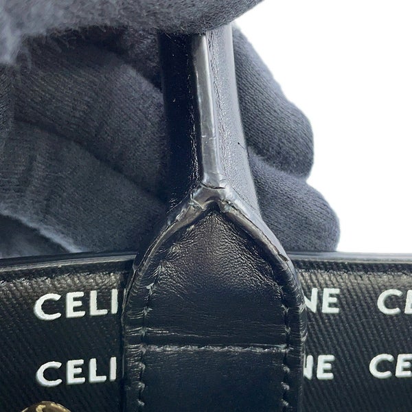 セリーヌ トートバッグ スモール バーティカル カバ ロゴ 総柄 PVC 191542DT2 CELINE 2way 黒