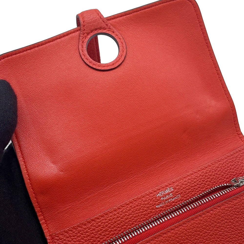 エルメス 二つ折り財布 ドゴン コンパクト カプシーヌ/シルバー金具