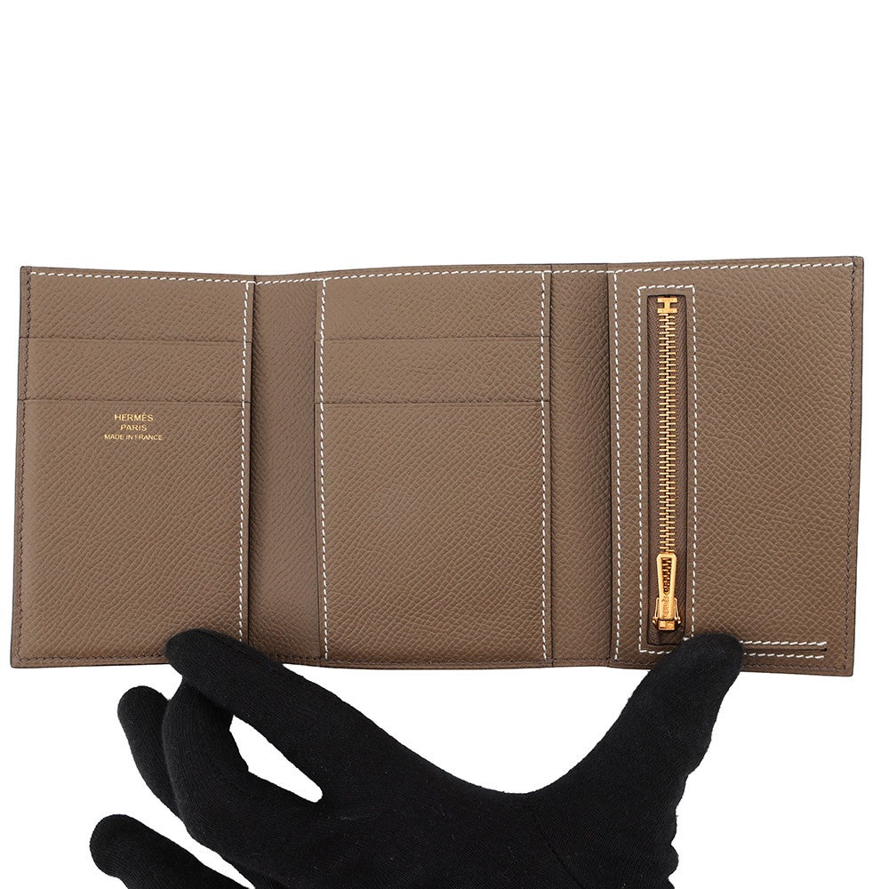 エルメス 三つ折り財布 ベアンコンビネ ヴェルソ エタン/エトゥープ/ゴールド金具 エプソン K刻印 財布 エルメス 三つ折り財布 ベアンコンビネ ヴェルソ エタン/エトゥープ