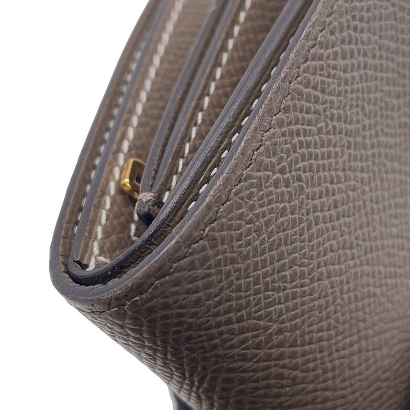 エルメス 三つ折り財布 ベアンコンビネ ヴェルソ エタン/エトゥープ/ゴールド金具 エプソン K刻印