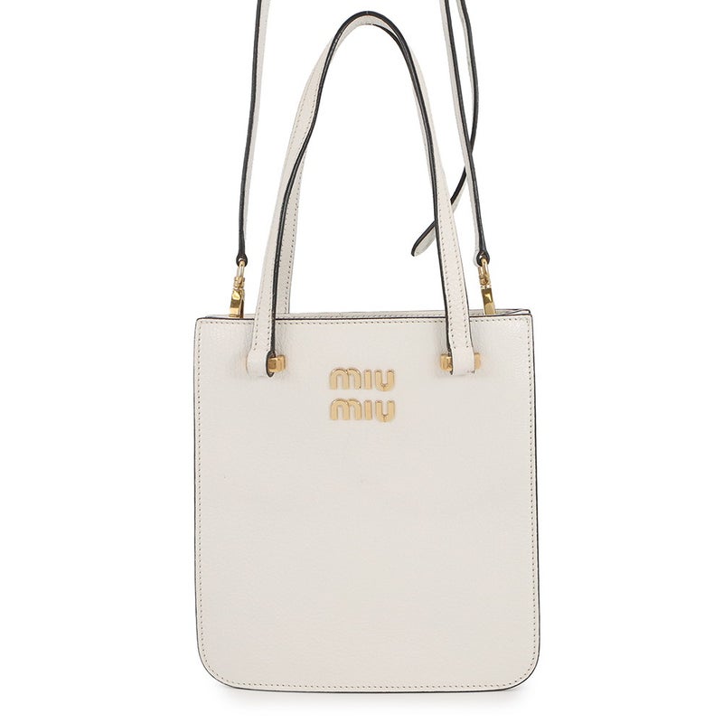 ミュウミュウ ハンドバッグ マドラス スクエア トート レザー 5BA231 Miu Miu 2way 白