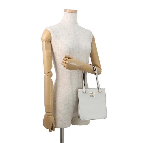 ミュウミュウ ハンドバッグ マドラス スクエア トート レザー 5BA231 Miu Miu 2way 白