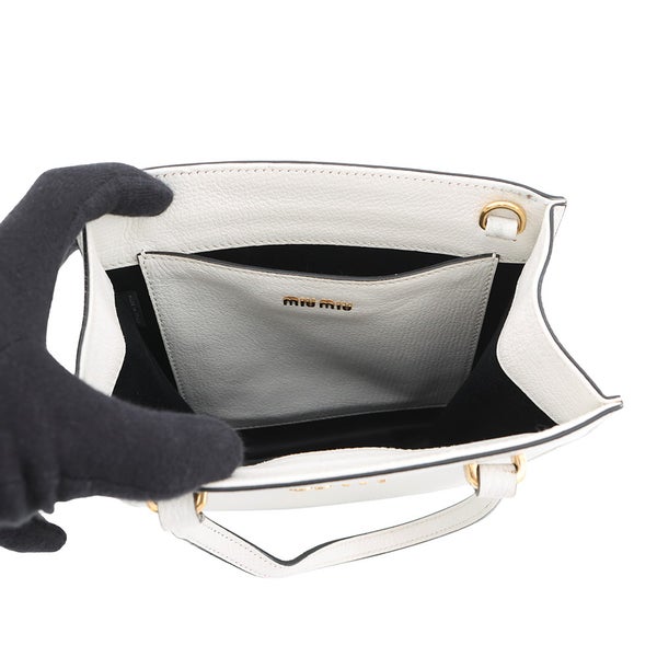 ミュウミュウ ハンドバッグ マドラス スクエア トート レザー 5BA231 Miu Miu 2way 白