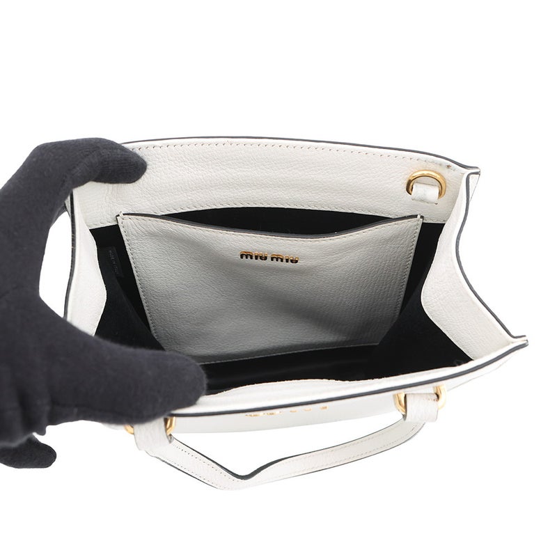 ミュウミュウ ハンドバッグ マドラス スクエア トート レザー 5BA231 Miu Miu 2way 白