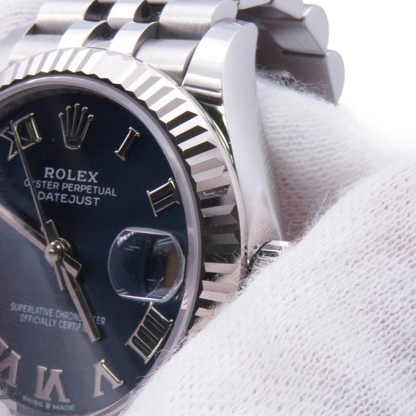 ロレックス デイトジャスト31 SS/K18WG ランダムシリアル ルーレット 278274 ROLEX 腕時計 ブライトブルー文字盤