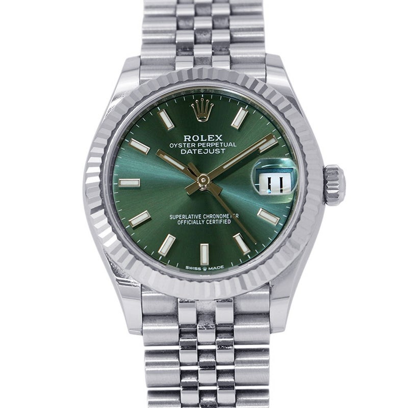 ロレックス デイトジャスト31 SS/K18WG ランダムシリアル ルーレット 278274 ROLEX 腕時計 ミントグリーン文字盤