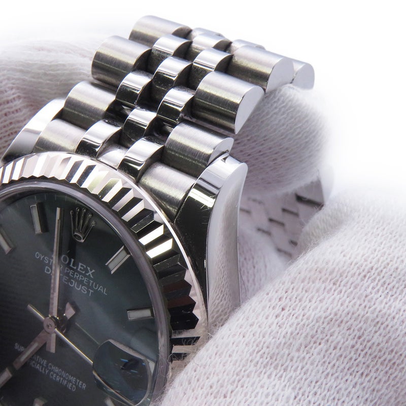 ロレックス デイトジャスト31 SS/K18WG ランダムシリアル ルーレット 278274 ROLEX 腕時計 ミントグリーン文字盤