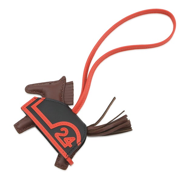 エルメス バッグチャーム ロデオPM ロベオ 24 テール/カプシーヌ/ブラック ラムスキン/スイフト K刻印 HERMES