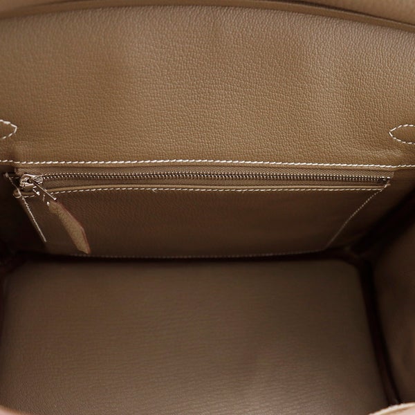 エルメス バーキン25 エトゥープ/シルバー金具 トゴ G刻印 HERMES Birkin ハンドバッグ