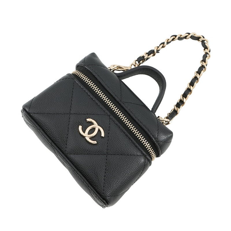 シャネル バッグチャーム ココマーク マトラッセ ミニバッグ キャビアスキン AP4897 CHANEL ミニポーチ 小物入れ 黒