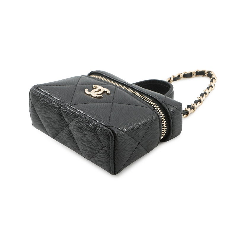 シャネル バッグチャーム ココマーク マトラッセ ミニバッグ キャビアスキン AP4897 CHANEL ミニポーチ 小物入れ 黒
