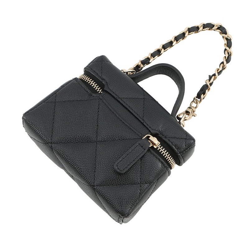 シャネル バッグチャーム ココマーク マトラッセ ミニバッグ キャビアスキン AP4897 CHANEL ミニポーチ 小物入れ 黒