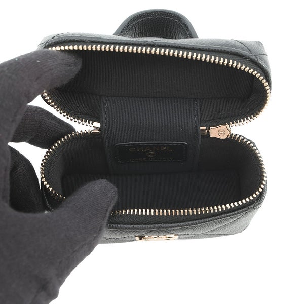 シャネル バッグチャーム ココマーク マトラッセ ミニバッグ キャビアスキン AP4897 CHANEL ミニポーチ 小物入れ 黒