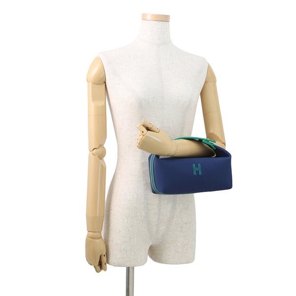 エルメス ハンドバッグ ブリッド・ア・ブラックPM マリン/シルバー金具 キャンバス HERMES ポーチ