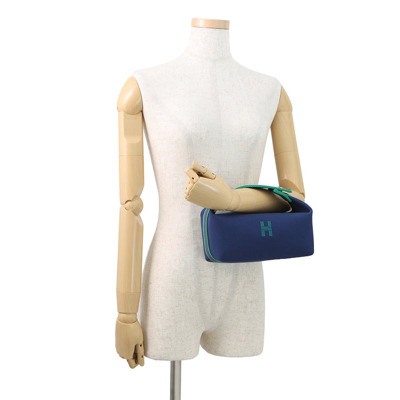 エルメス ハンドバッグ ブリッド・ア・ブラックPM マリン/シルバー金具 キャンバス HERMES ポーチ