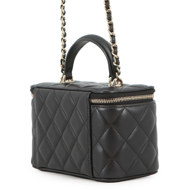 シャネル チェーンショルダーバッグ マトラッセ ココマーク バニティケース ラムスキン AP2199 CHANEL ヴァニティ 黒