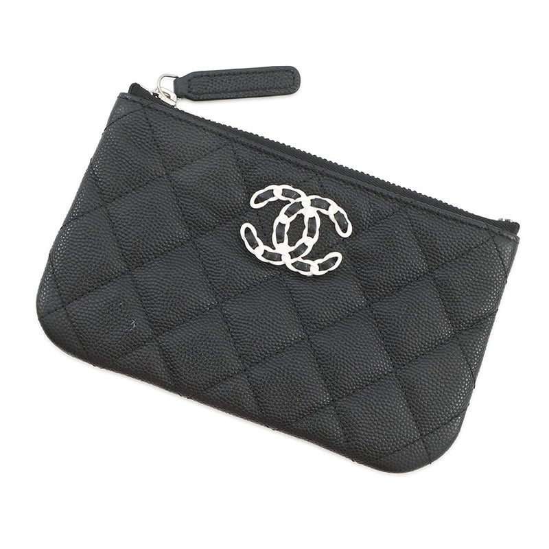 シャネル ポーチ マトラッセ シャネル19 キャビアスキン AP3720 CHANEL 小物入れ 黒