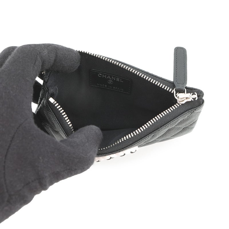 シャネル ポーチ マトラッセ シャネル19 キャビアスキン AP3720 CHANEL 小物入れ 黒