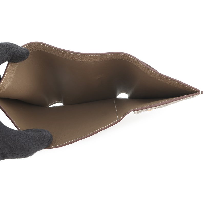 エルメス 三つ折り財布 ベアン コンビネ エトゥープ/ゴールド金具 シェブルミゾル B刻印 財布