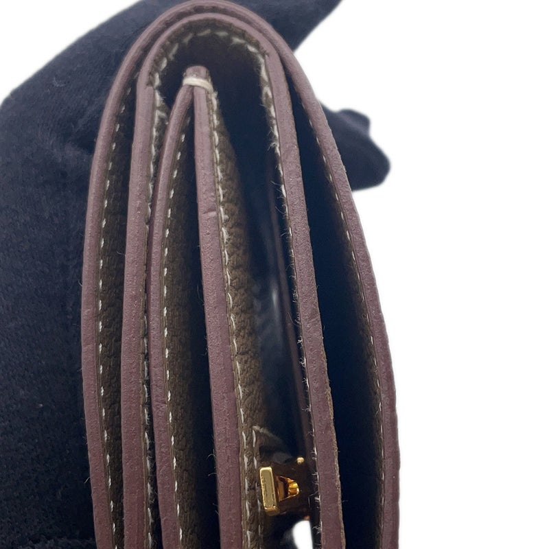 エルメス 三つ折り財布 ベアン コンビネ エトゥープ/ゴールド金具 シェブルミゾル B刻印 財布
