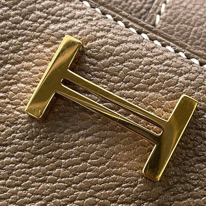 エルメス 三つ折り財布 ベアン コンビネ エトゥープ/ゴールド金具 シェブルミゾル B刻印 財布