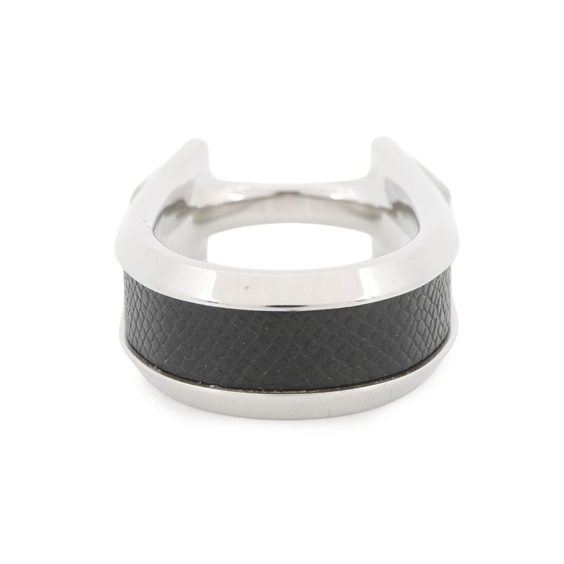 エルメス リング ジョケット ダブル ブラック/シルバー金具 サイズ53 HERMES 指輪 黒