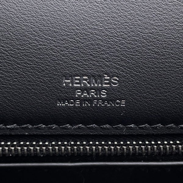 エルメス ハンドバッグ ケリー25 外縫い エクリュ/ブラック/シルバー金具 トワルアッシュ/スイフト K刻印 ２wayショルダー 黒