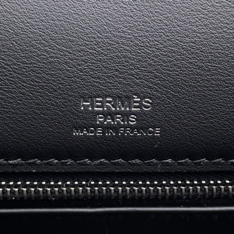 エルメス ハンドバッグ ケリー25 外縫い エクリュ/ブラック/シルバー金具 トワルアッシュ/スイフト K刻印 ２wayショルダー 黒