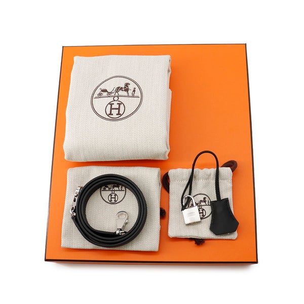 エルメス ハンドバッグ ケリー25 外縫い エクリュ/ブラック/シルバー金具 トワルアッシュ/スイフト K刻印 ２wayショルダー 黒