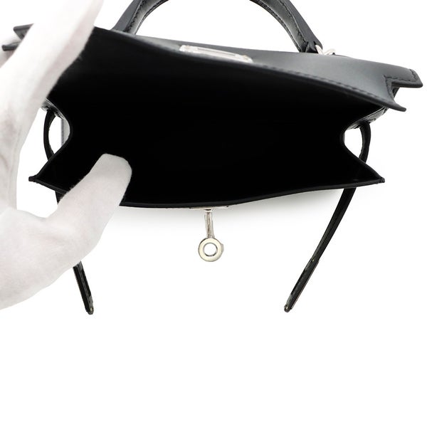 エルメス ミニケリー2 外縫い シュヴァル・ド・ボワ ブラック/シルバー金具 タデラクト W刻印 ２wayショルダー 黒