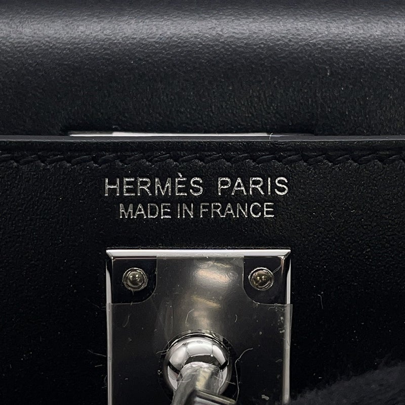エルメス ミニケリー2 外縫い シュヴァル・ド・ボワ ブラック/シルバー金具 タデラクト W刻印 ２wayショルダー 黒