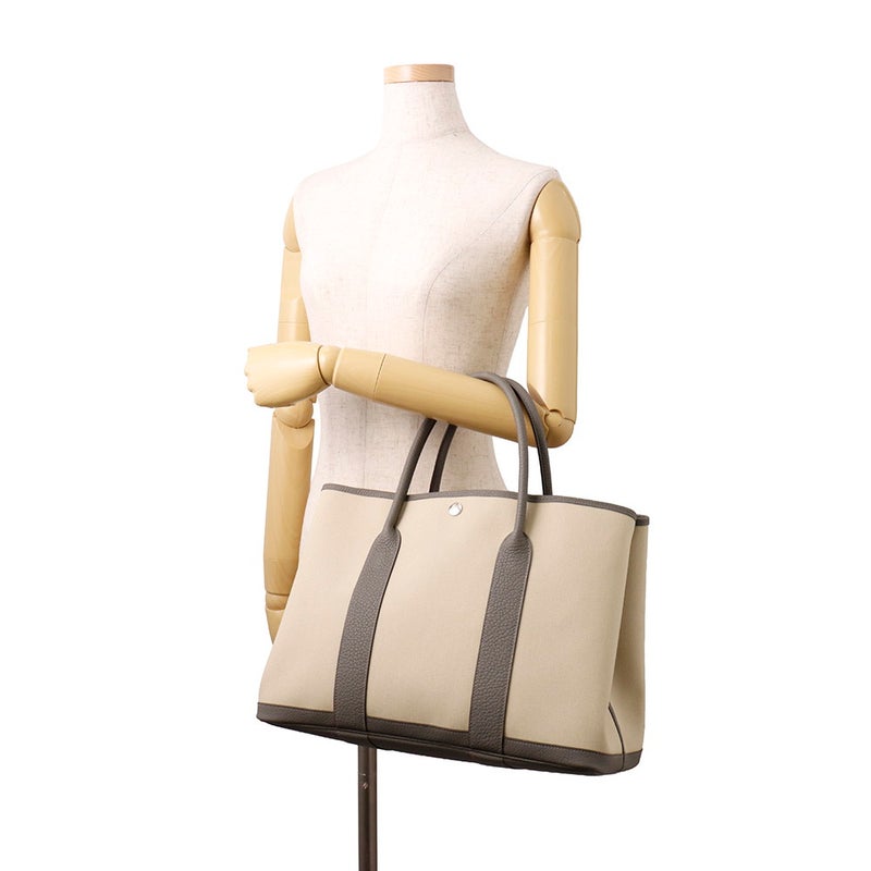 エルメス トートバッグ ガーデンパーティPM エクリュ/グリメイヤー/シルバー金具 トワルミリタリー/ネゴンダ U刻印