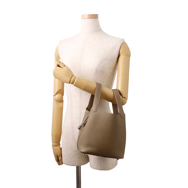 エルメス ハンドバッグ ピコタンロックPM エトゥープ/シルバー金具 トリヨンクレマンス K刻印