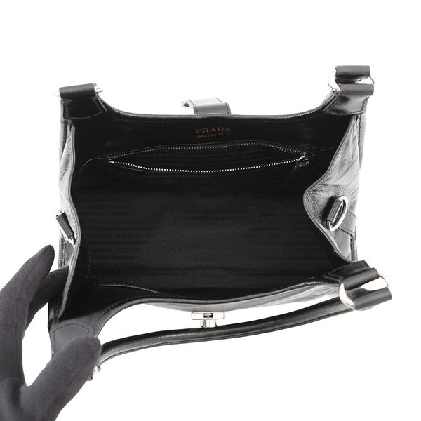プラダ トートバッグ ミディアム ホーボーバッグ レザー 1BG563 PRADA 黒