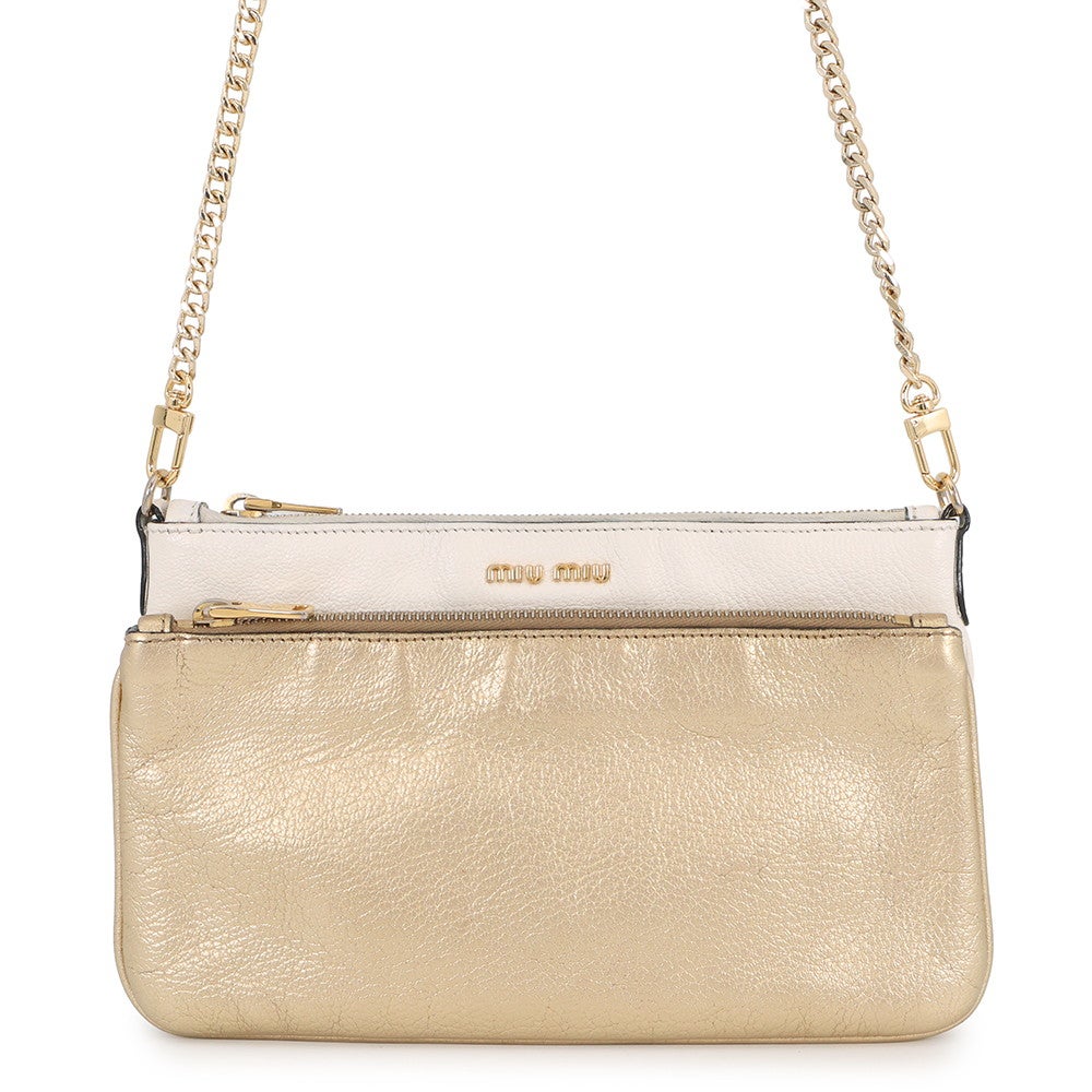 ミュウミュウ チェーンショルダーバッグ ロゴ レザー MIUMIU | 中古