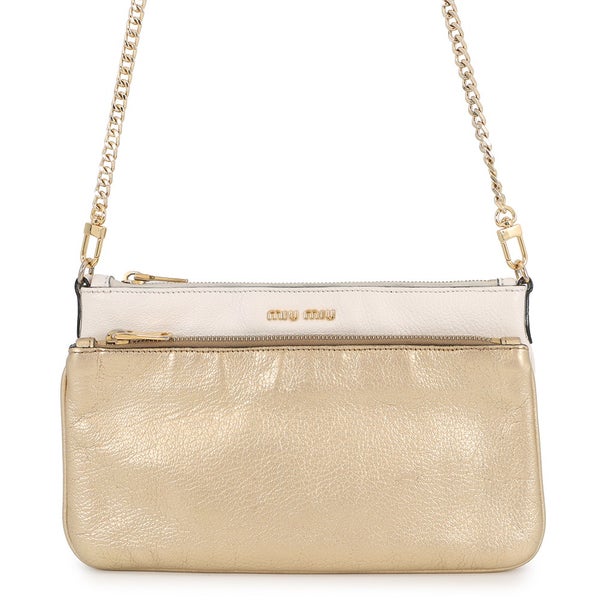 ミュウミュウ チェーンショルダーバッグ ロゴ レザー MIUMIU