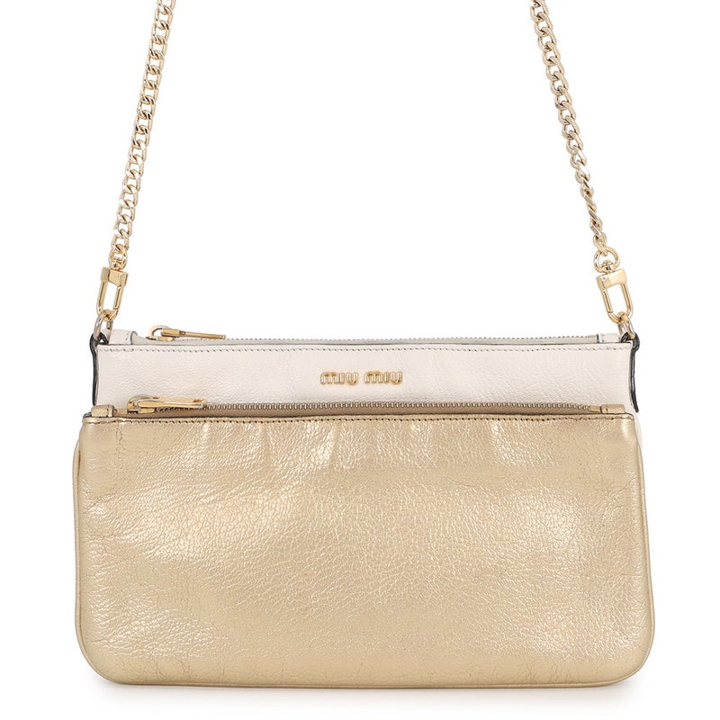 ミュウミュウ チェーンショルダーバッグ ロゴ レザー MIUMIU