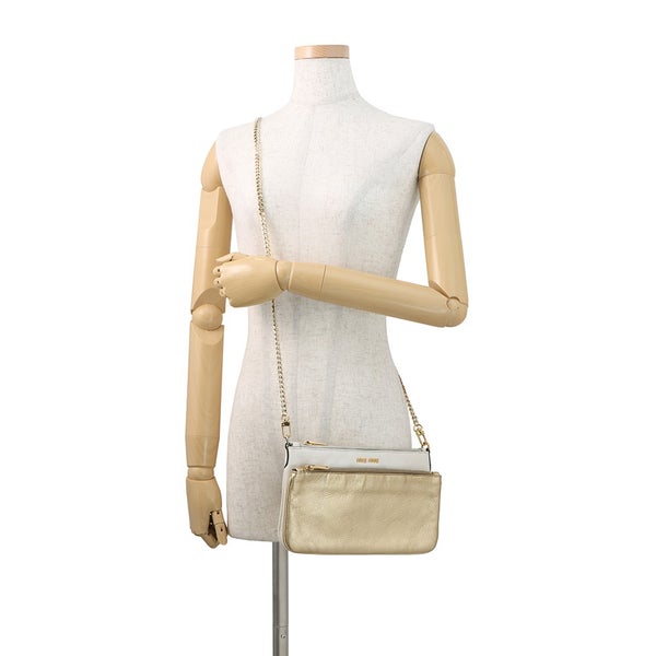 ミュウミュウ チェーンショルダーバッグ ロゴ レザー MIUMIU