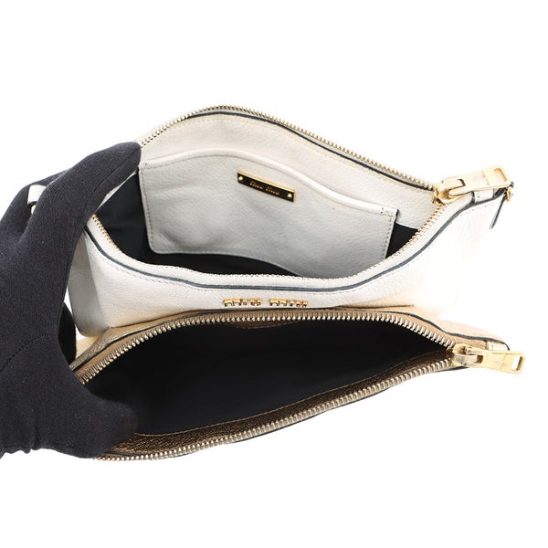 ミュウミュウ チェーンショルダーバッグ ロゴ レザー MIUMIU