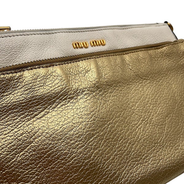 ミュウミュウ チェーンショルダーバッグ ロゴ レザー MIUMIU