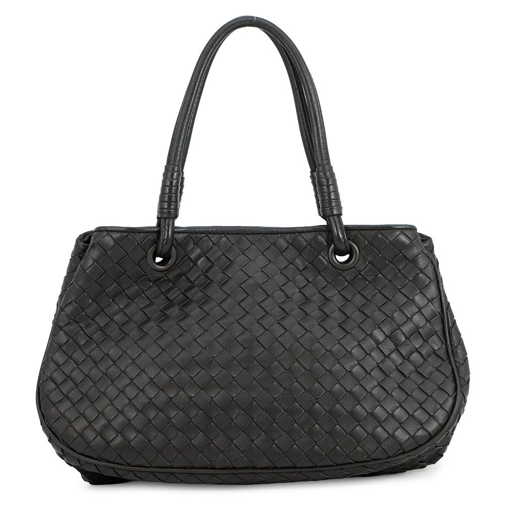 BOTTEGAVENETA イントレチャート　ハンドバッグ　 黒　レザー ボッテガヴェネタ ハンドバッグ イントレチャート レザー BOTTEGA