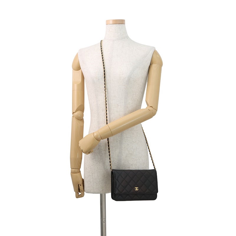 シャネル チェーンウォレット クラシック マトラッセ ココマーク キャビアスキン AP0250 CHANEL 財布 黒