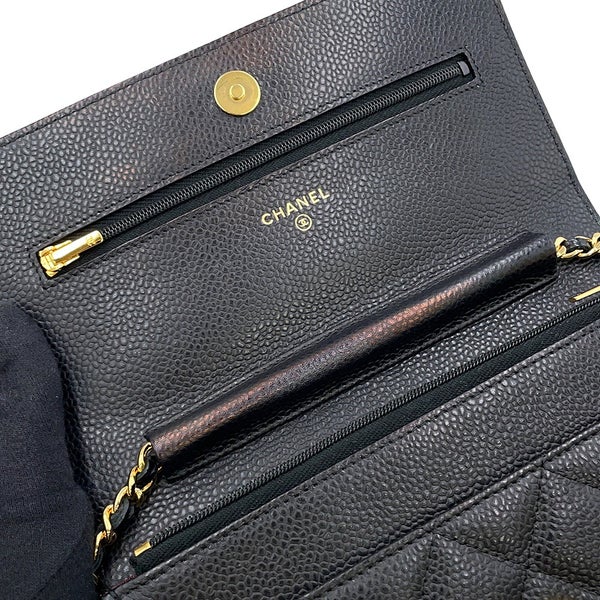 シャネル チェーンウォレット クラシック マトラッセ ココマーク キャビアスキン AP0250 CHANEL 財布 黒