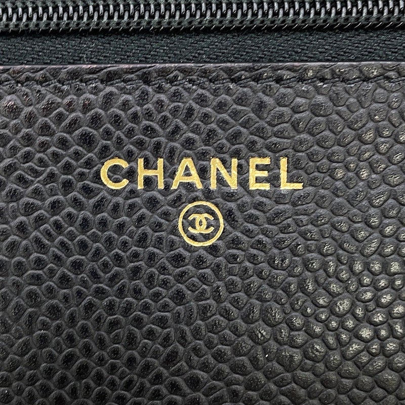 シャネル チェーンウォレット クラシック マトラッセ ココマーク キャビアスキン AP0250 CHANEL 財布 黒