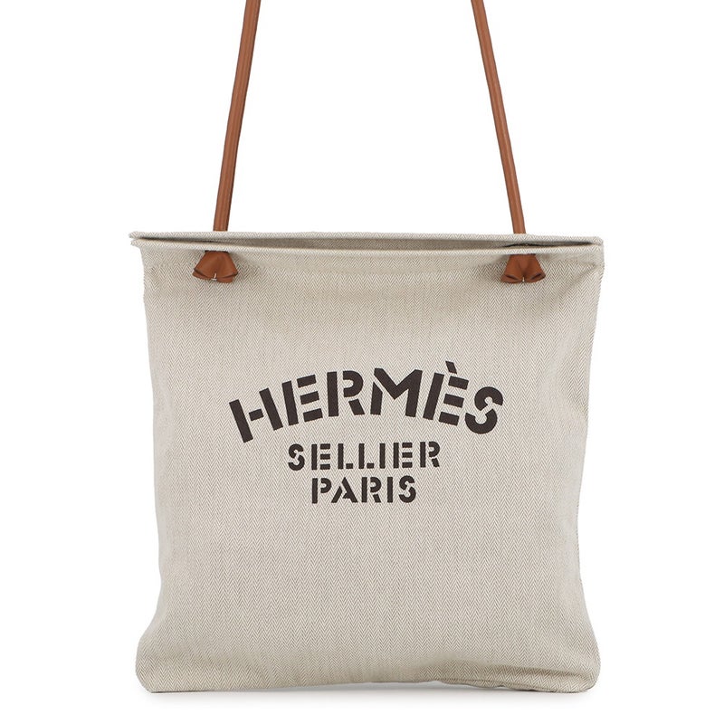 エルメス ショルダーバッグ サック アリーヌMM エクリュ/フォーヴ/シルバー金具 トワルシェブロン/バレニア W刻印