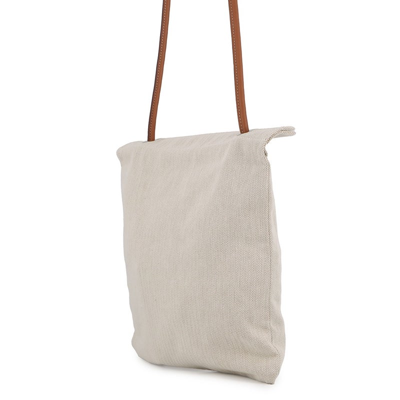 エルメス ショルダーバッグ サック アリーヌMM エクリュ/フォーヴ/シルバー金具 トワルシェブロン/バレニア W刻印