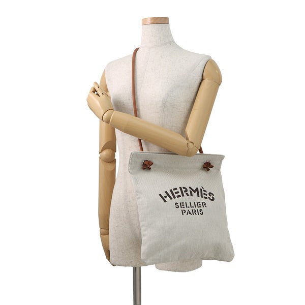 エルメス ショルダーバッグ サック アリーヌMM エクリュ/フォーヴ/シルバー金具 トワルシェブロン/バレニア W刻印