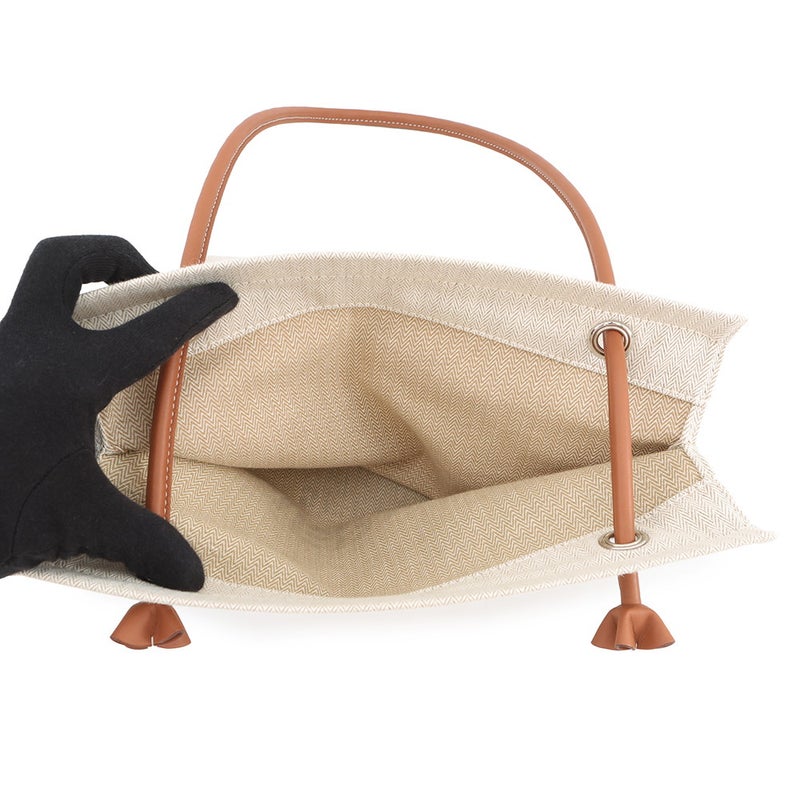 エルメス ショルダーバッグ サック アリーヌMM エクリュ/フォーヴ/シルバー金具 トワルシェブロン/バレニア W刻印